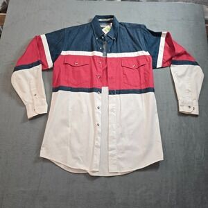 Vintage Cumberland Outfitters‎ Block Shirt Medium Red White Blue Western NWT